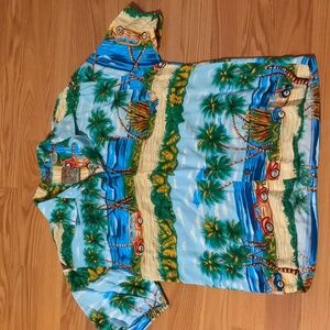 Vintage Pineapple Connection 🍍 tropical Hawaiian Beach Button Up